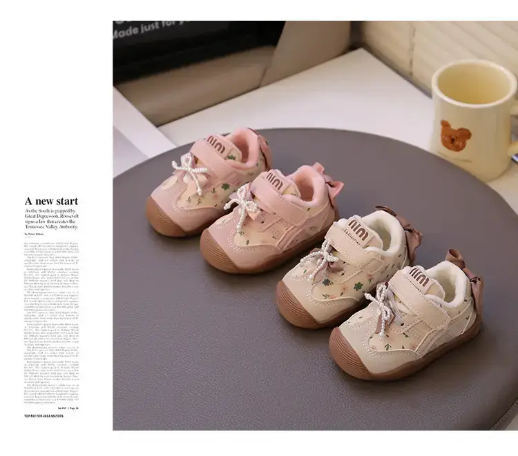 Baby Girl Velvet Toddler Shoes Pink 0-3Yr Soft Soled — feature 8