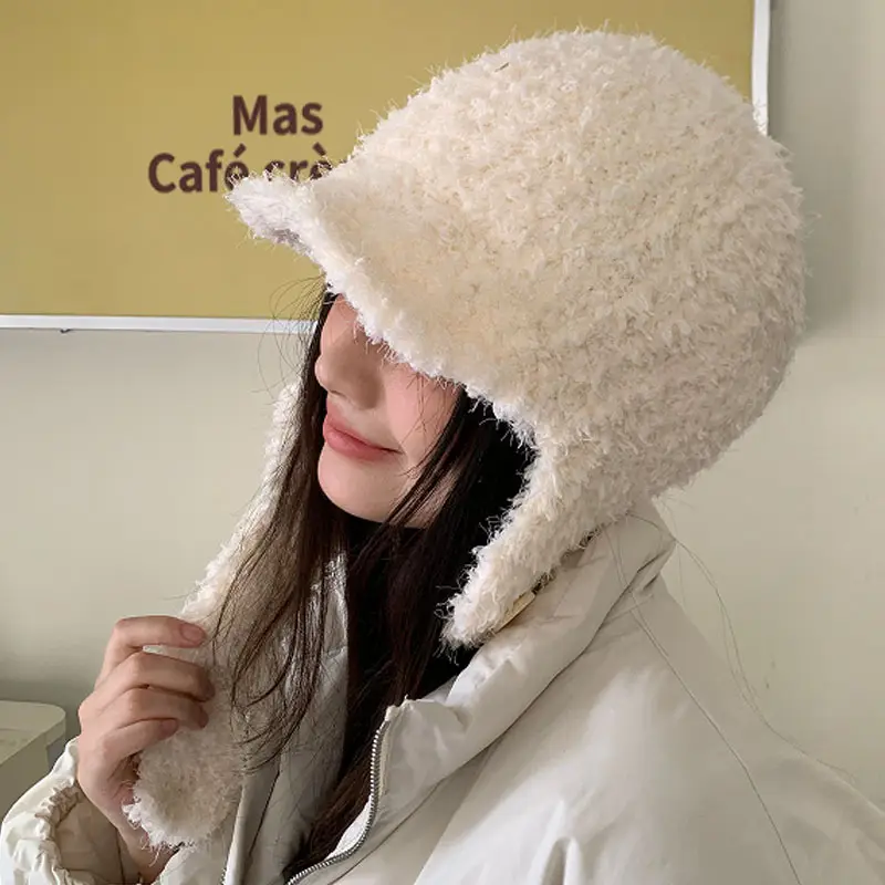 Women Furry Bear Ears Warm Winter Hat Black - Image 4