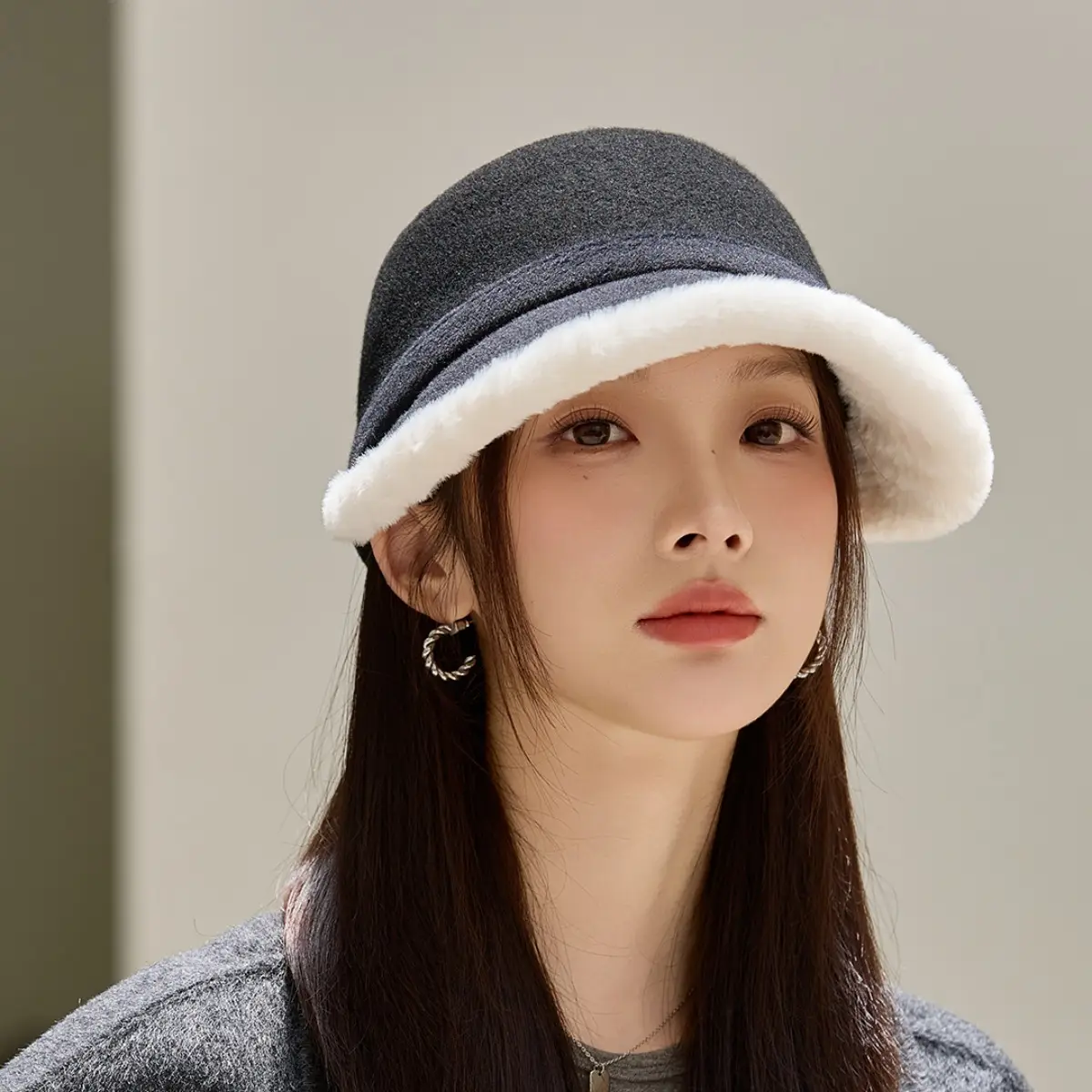 Women Wool Duckbill Hat Autumn Winter Velvet Fisherman Hat - Image 9