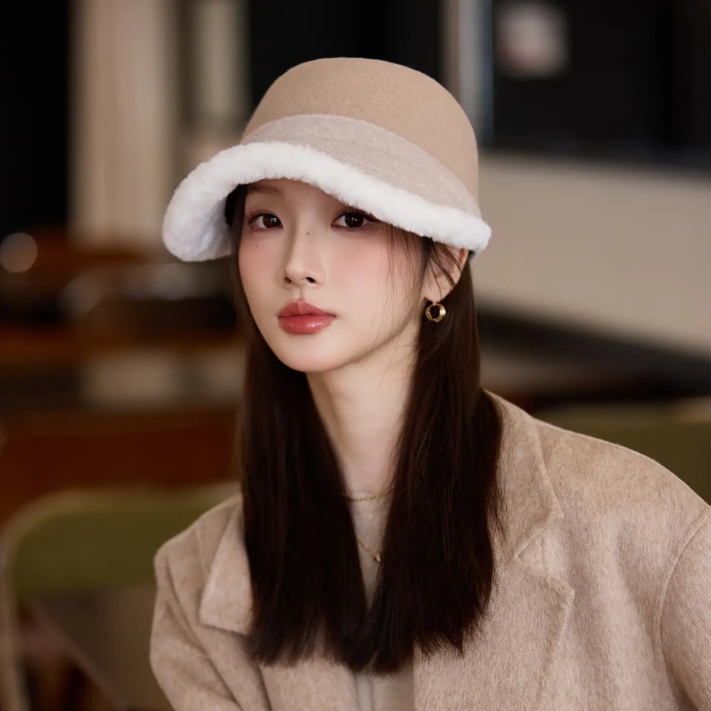 Women Wool Duckbill Hat Autumn Winter Velvet Fisherman Hat — feature 7