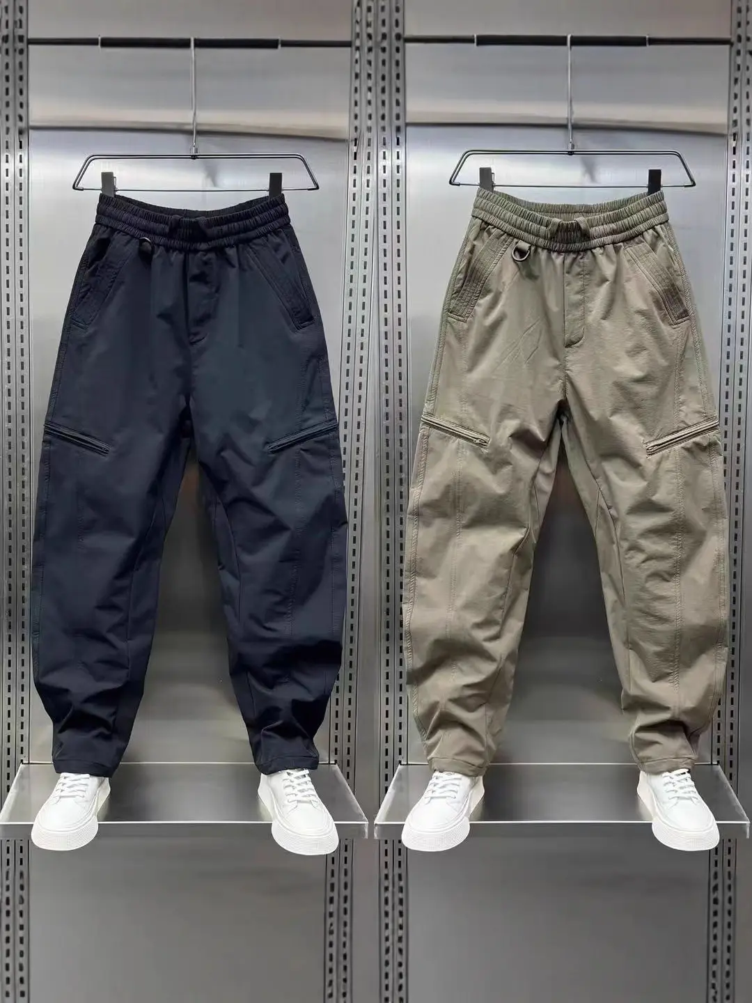 2026 Autumn/Winter Zipper Curved-Cut Work Pants for Men, American Style Loose Straight Harem Pants, Outdoor Versatile Casual Slim-Fit Pants - Image 5