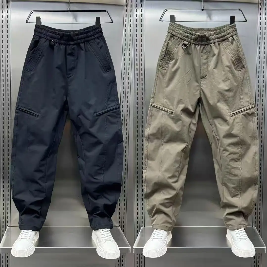 2026 Autumn/Winter Zipper Curved-Cut Work Pants for Men, American Style Loose Straight Harem Pants, Outdoor Versatile Casual Slim-Fit Pants — feature 1