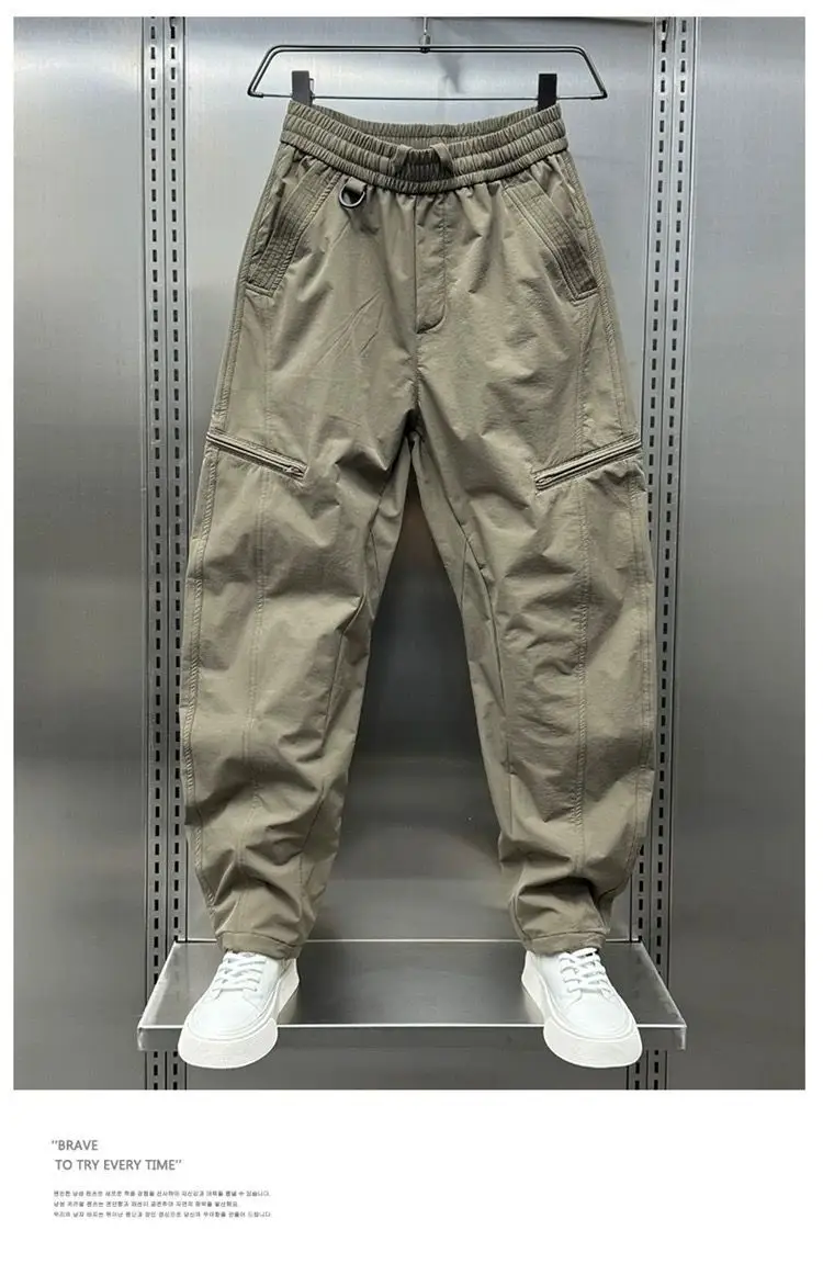 2026 Autumn/Winter Zipper Curved-Cut Work Pants for Men, American Style Loose Straight Harem Pants, Outdoor Versatile Casual Slim-Fit Pants — feature 9