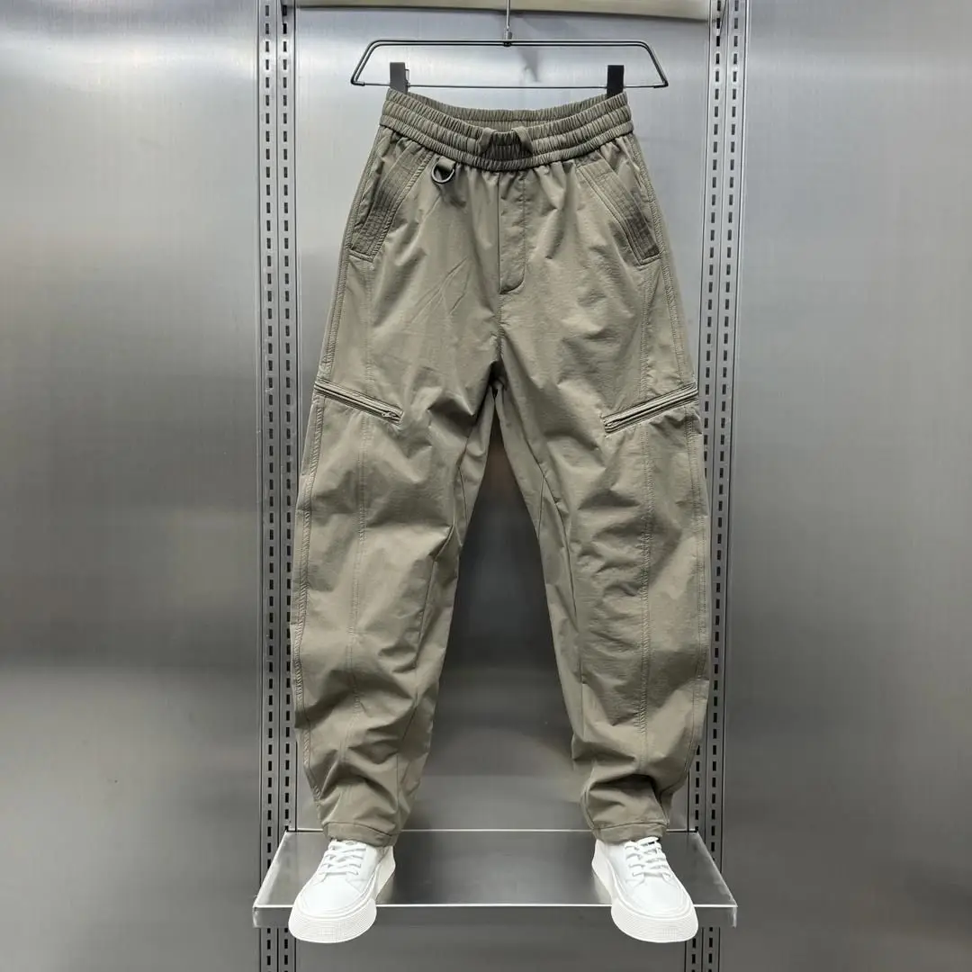 2026 Autumn/Winter Zipper Curved-Cut Work Pants for Men, American Style Loose Straight Harem Pants, Outdoor Versatile Casual Slim-Fit Pants - Image 2