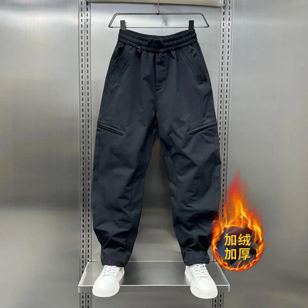 2026 Autumn/Winter Zipper Curved-Cut Work Pants for Men, American Style Loose Straight Harem Pants, Outdoor Versatile Casual Slim-Fit Pants - Image 3