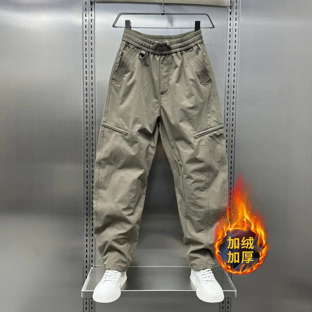 2026 Autumn/Winter Zipper Curved-Cut Work Pants for Men, American Style Loose Straight Harem Pants, Outdoor Versatile Casual Slim-Fit Pants - Image 4