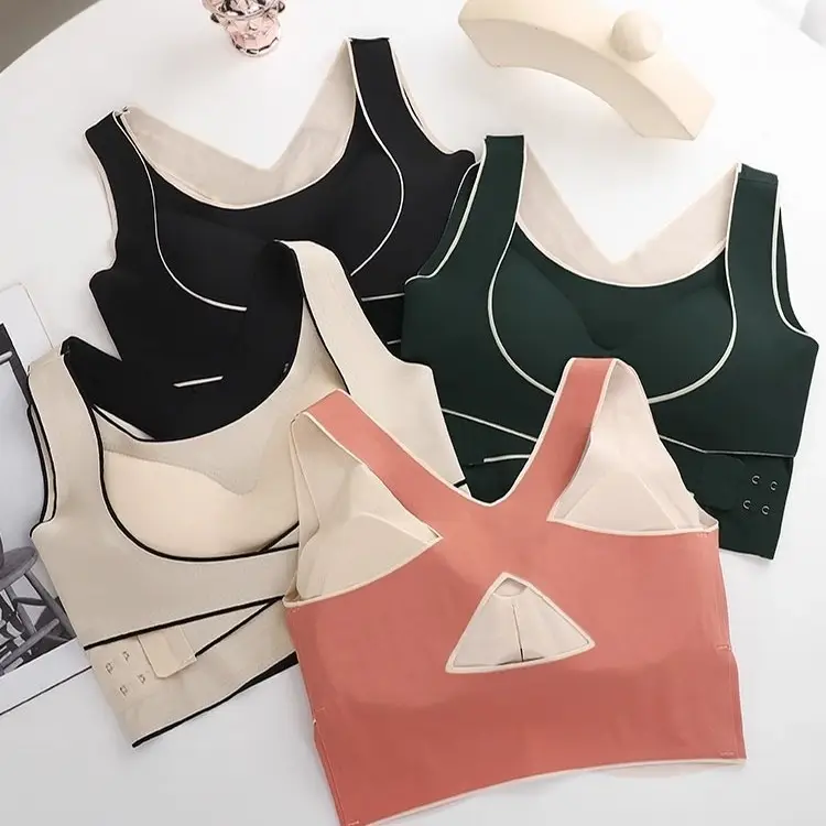 Plus Size Women's Vest Anti-Shock Anti-Sagging Removable Chest Pad Yoga Wear Bra Sexy Cross Back Sports Bra