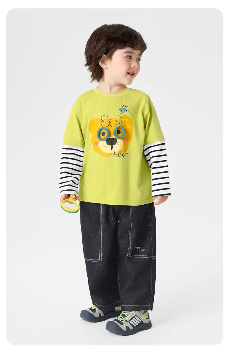 Right European Boys' Cartoon Two-Piece T-Shirt Yellow 2025 — feature 15