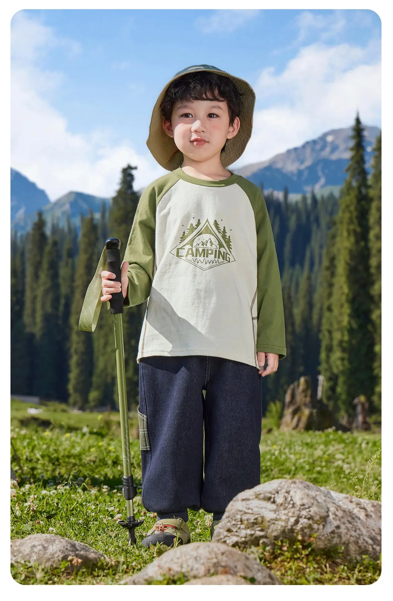 Right European Boys Raglan Sleeve T-Shirt Cotton Green — feature 15