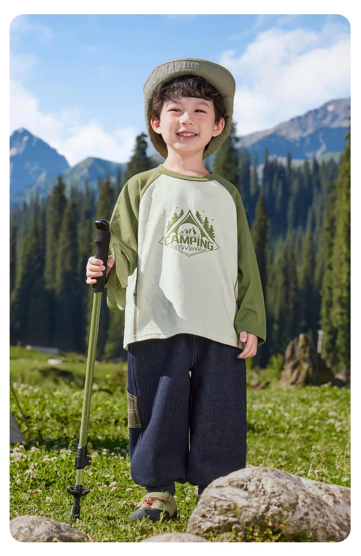 Right European Boys Raglan Sleeve T-Shirt Cotton Green — feature 16