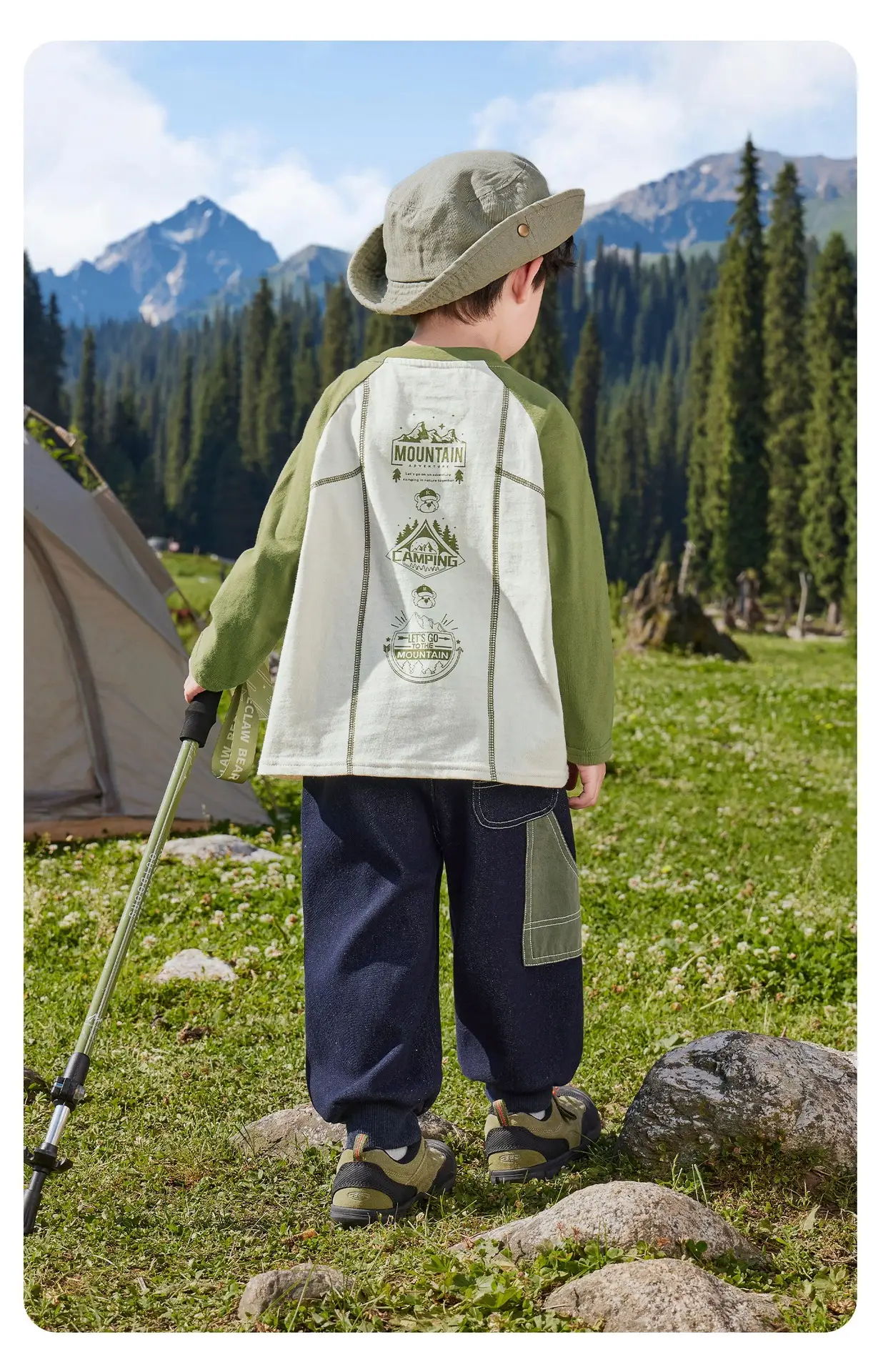 Right European Boys Raglan Sleeve T-Shirt Cotton Green — feature 18
