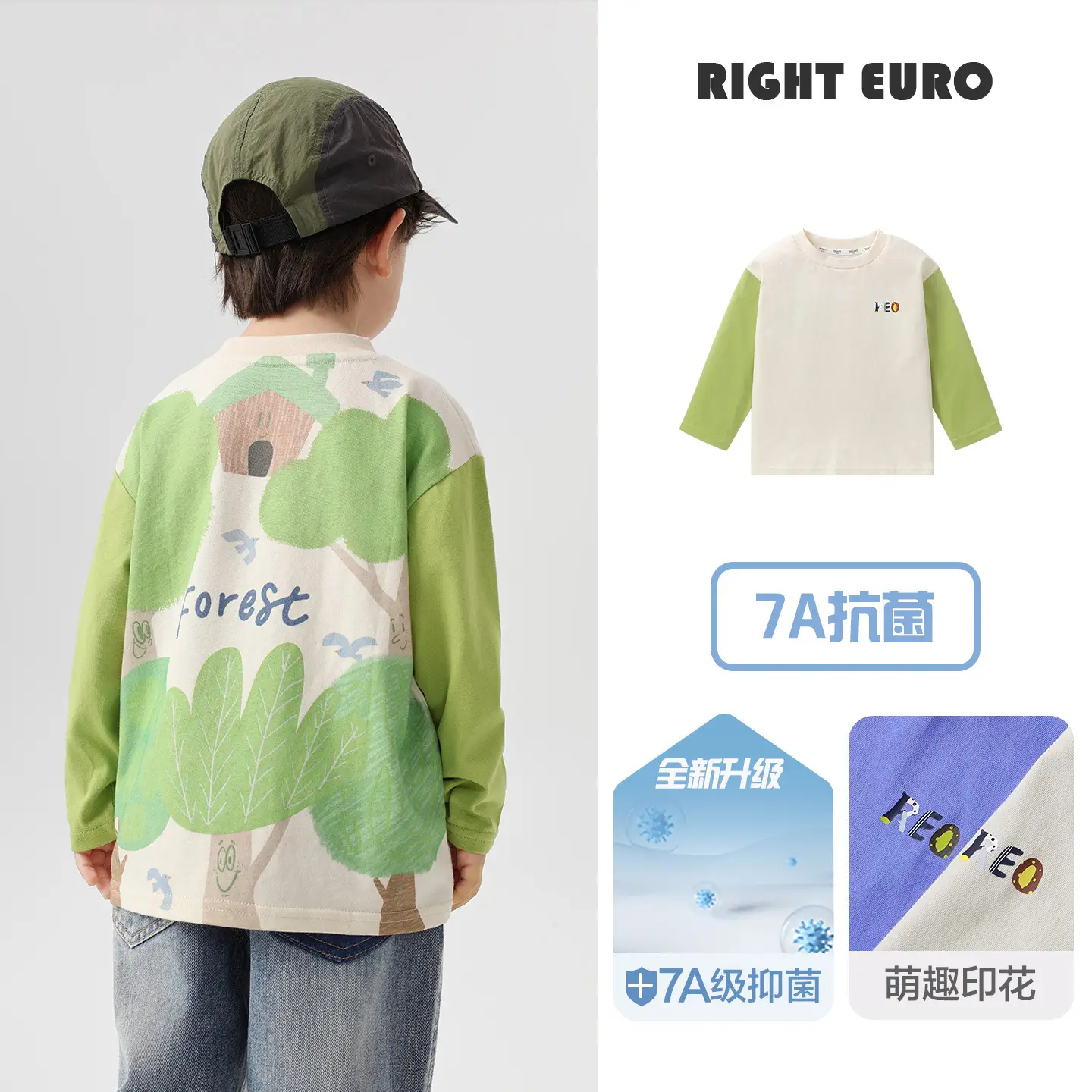 Right European Boys Cartoon Patchwork Long Sleeve T-Shirt 2025 - Image 2