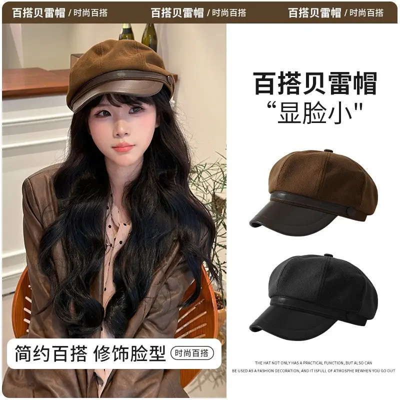 Woolen Duck Tongue Hat Black Retro Style - Image 4
