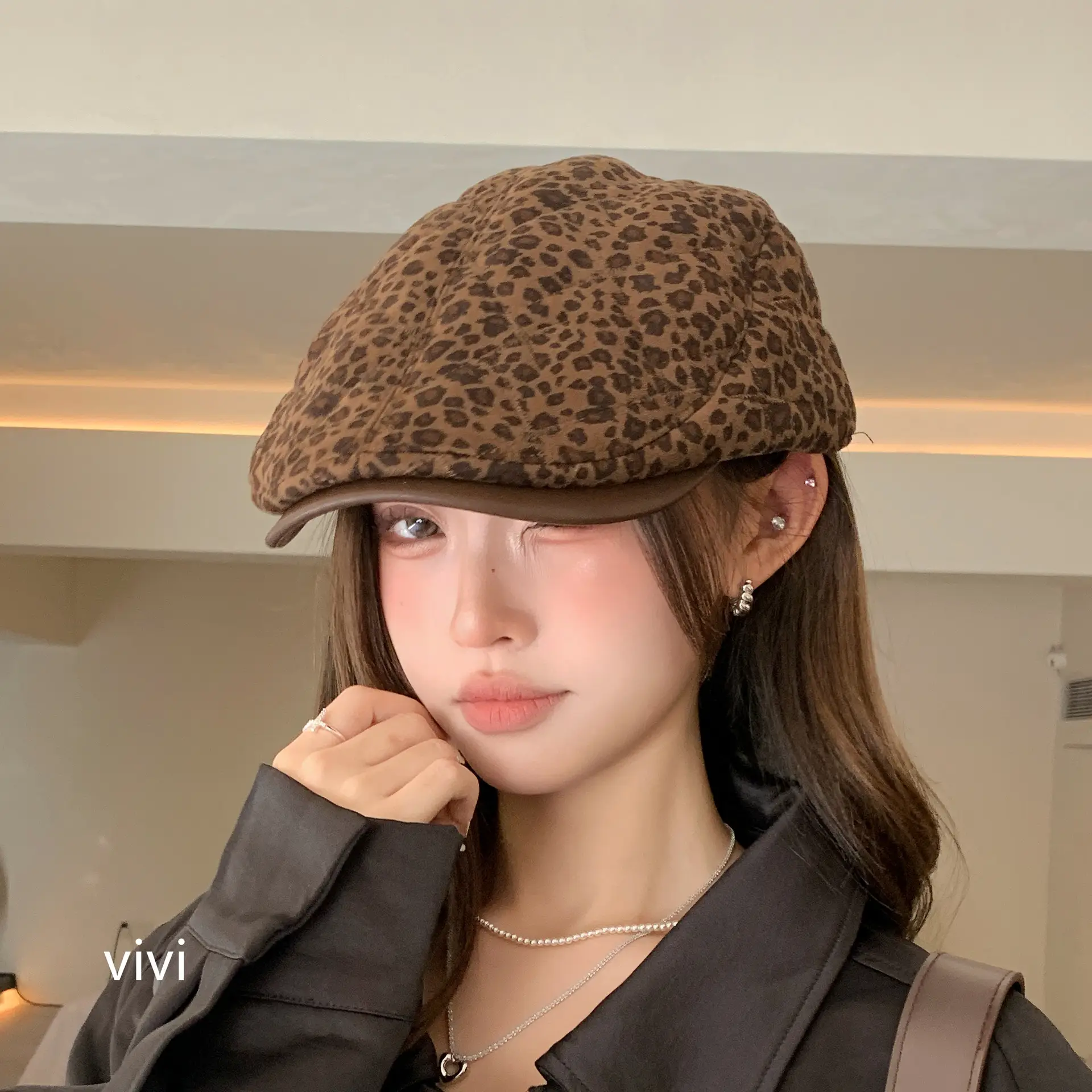 Leopard Print Forward Cap for Women Spring Autumn - Image 3