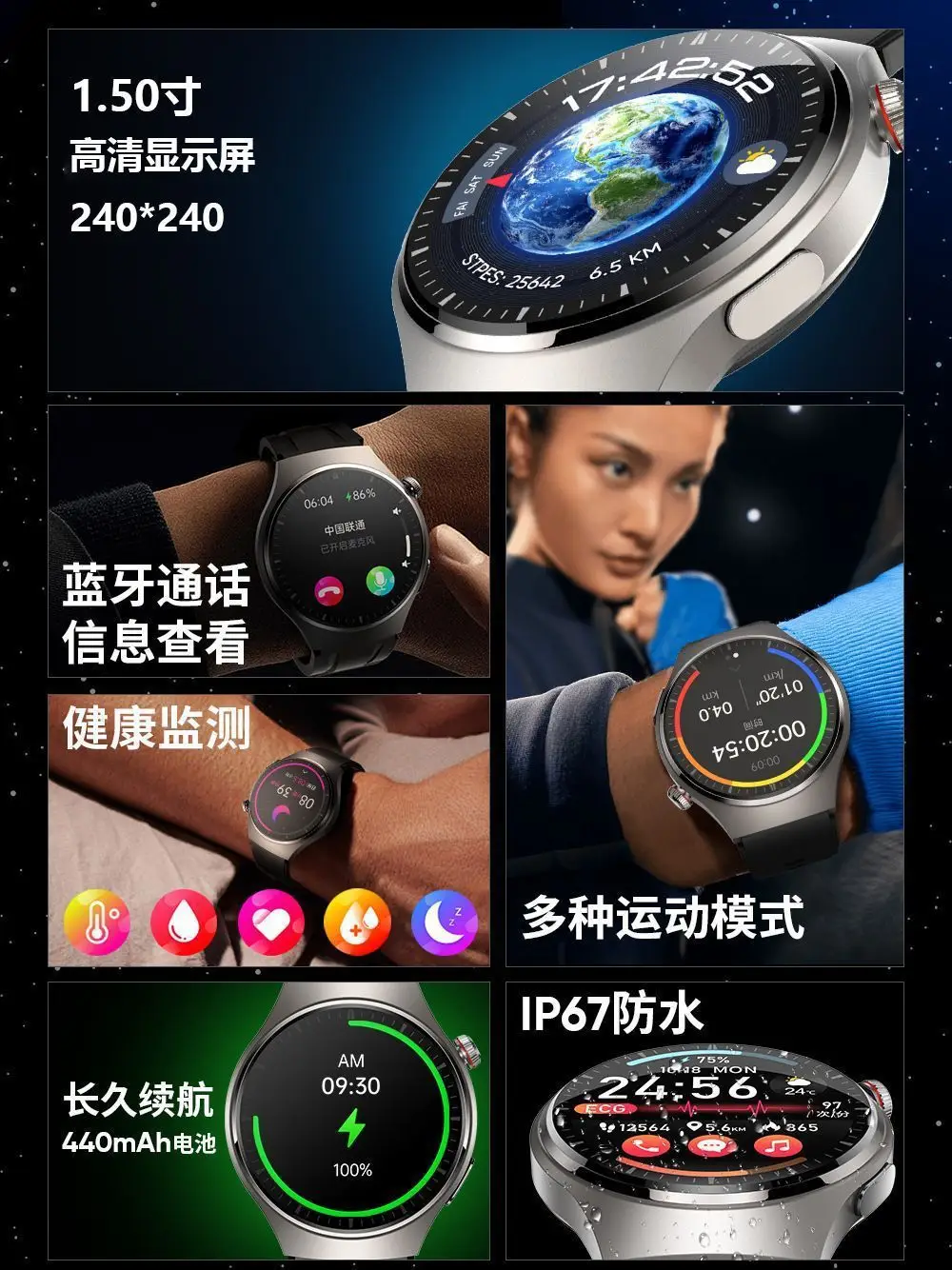 New Huaqiangbei Smart Watch Gt9 Multi-Functional Sleep Heart Rate and Blood Sugar Monitoring Bluetooth Sports Watch — feature 6