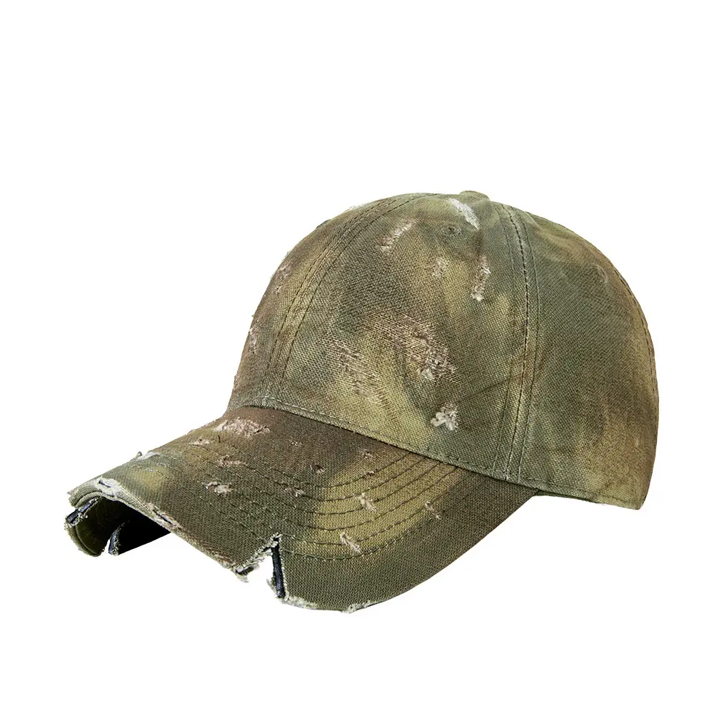 Women Tie-Dye Open Cross Ponytail Hat Gray
