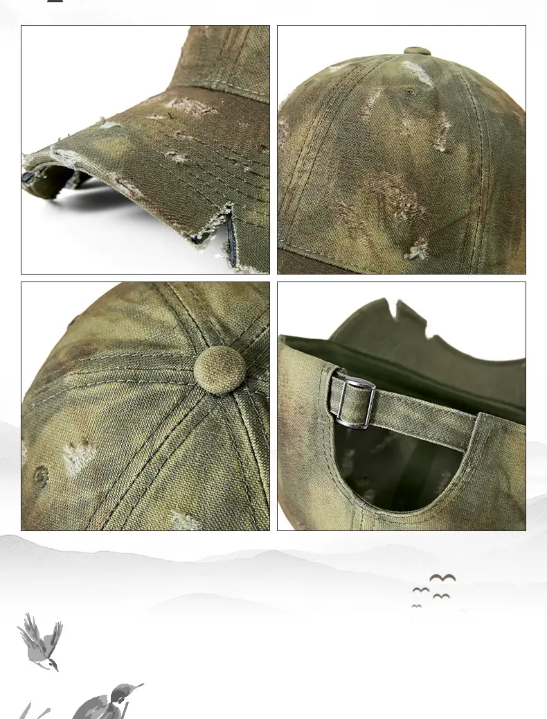 Women Tie-Dye Open Cross Ponytail Hat Gray — feature 11