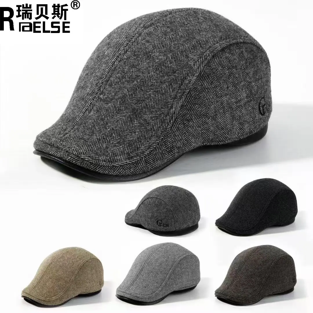 Men Black Fleece Winter Hat with Lined Design - Image 4