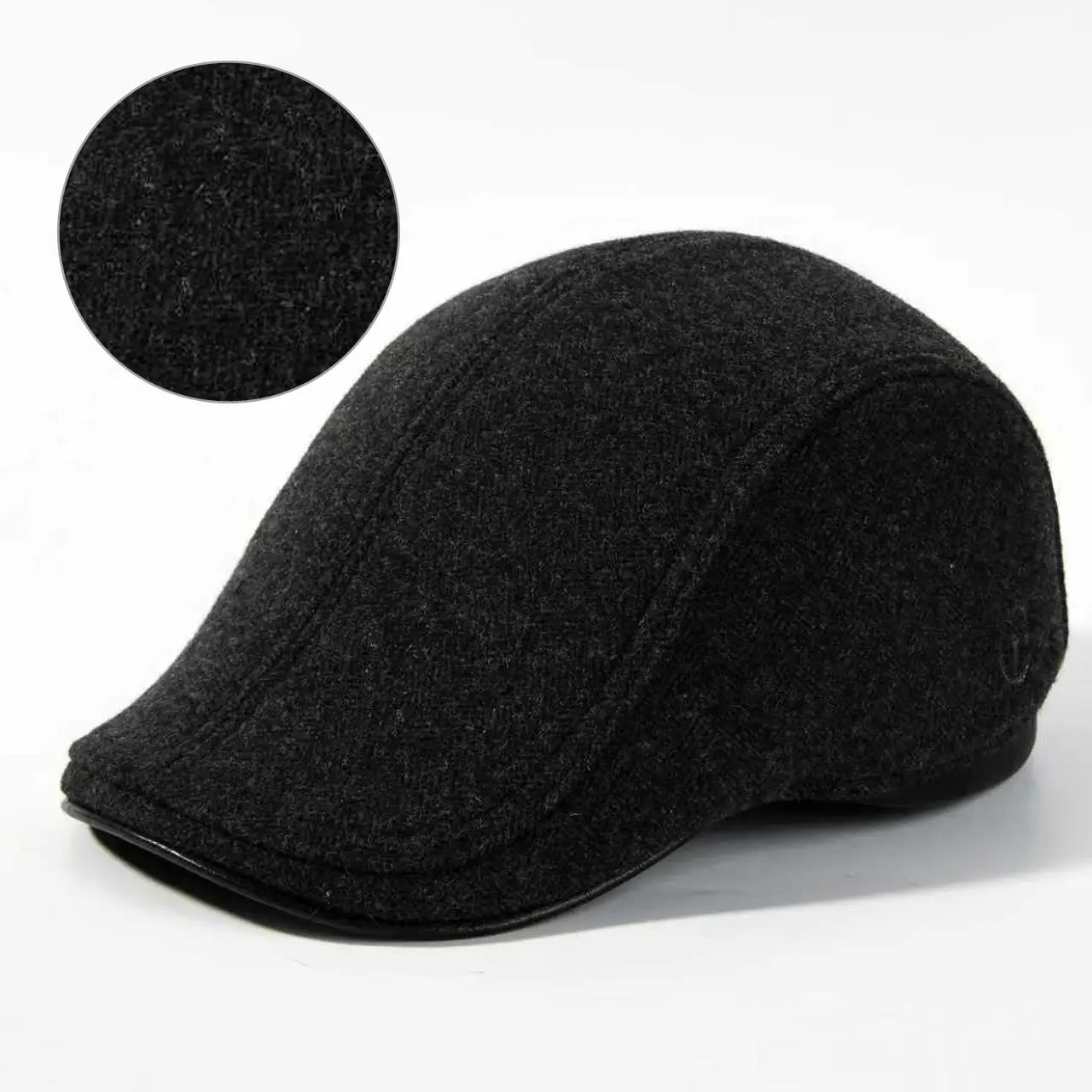 Men Black Fleece Winter Hat with Lined Design - Image 6