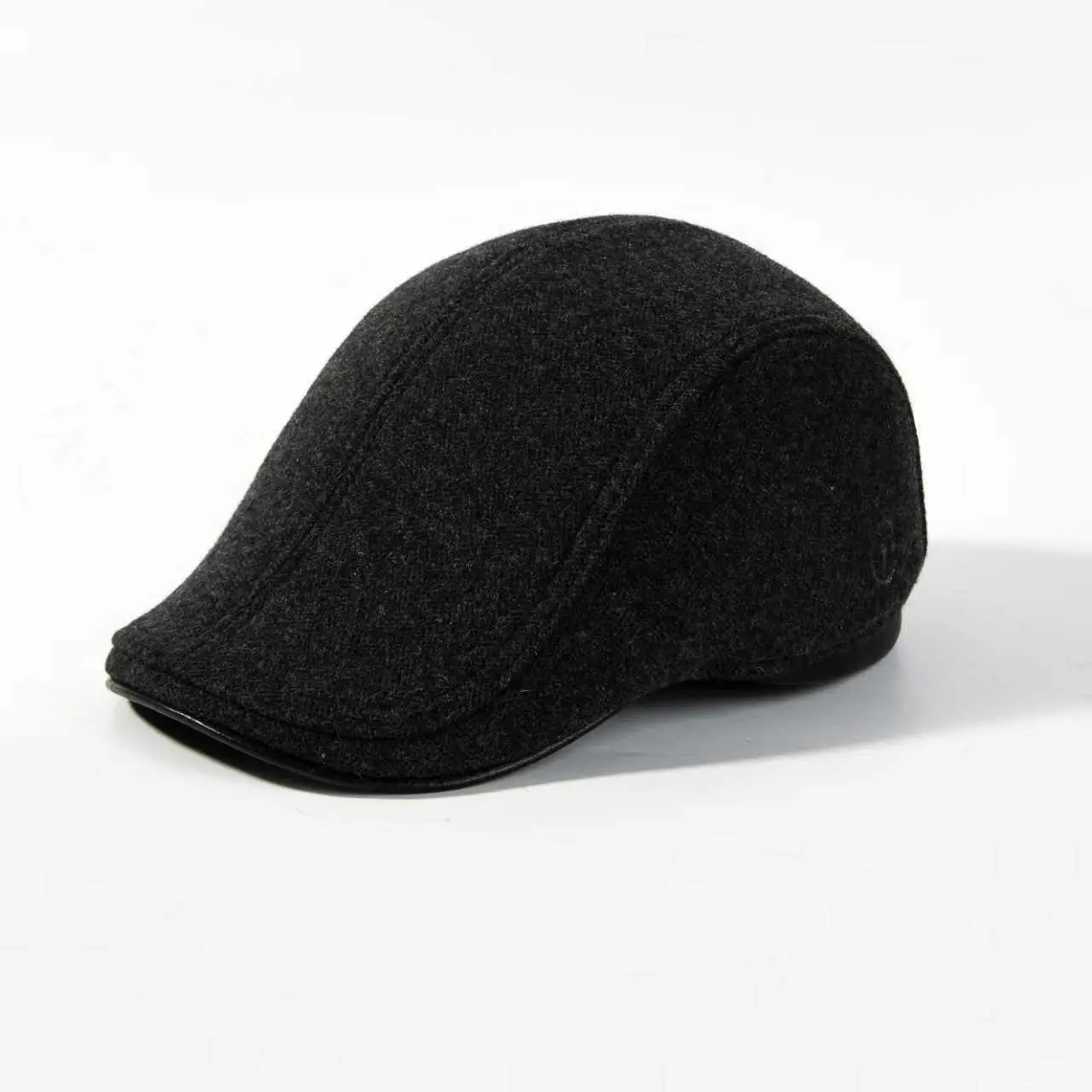 Men Black Fleece Winter Hat with Lined Design — feature 12