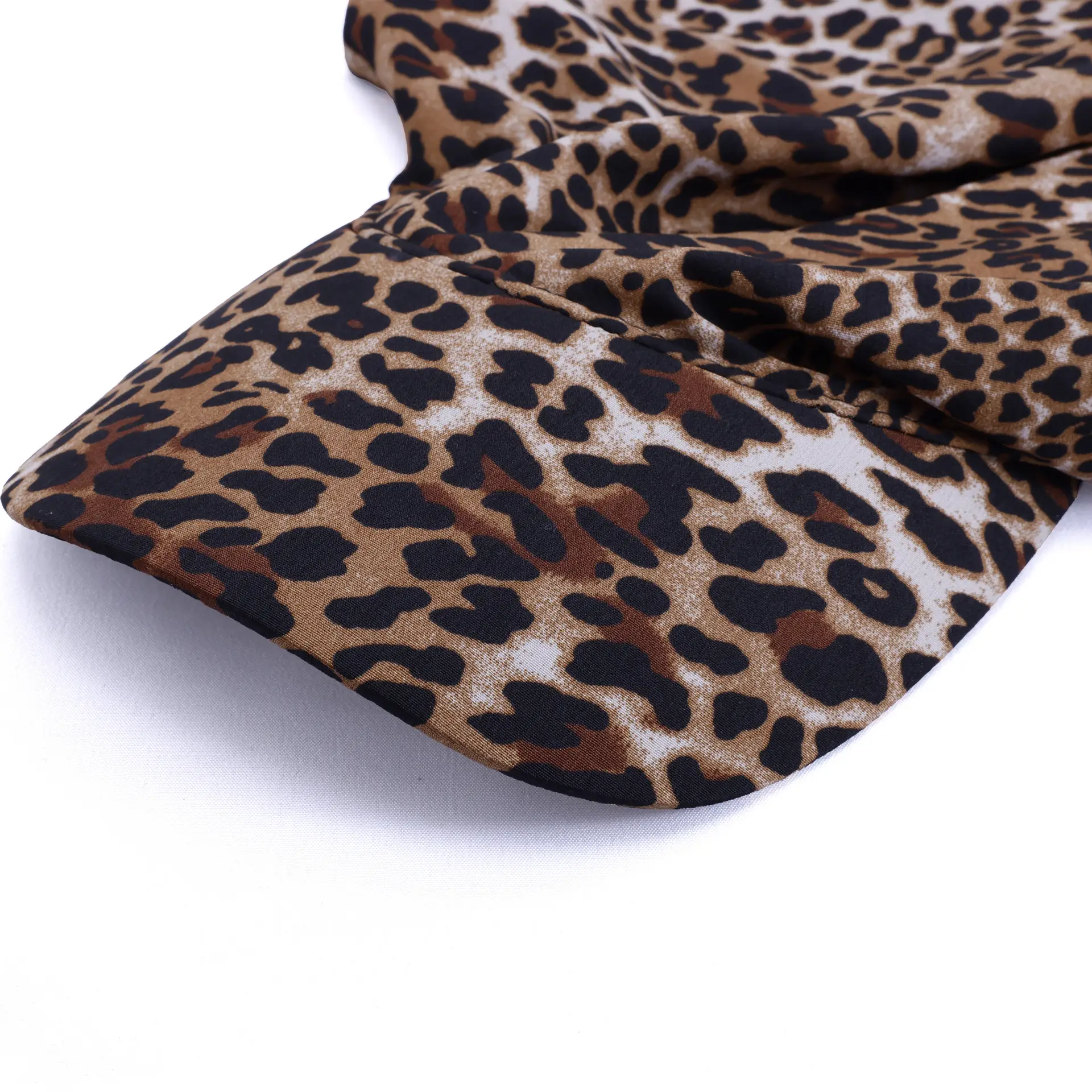 Women Leopard Print Turban Sun Hat with White Trim - Image 12
