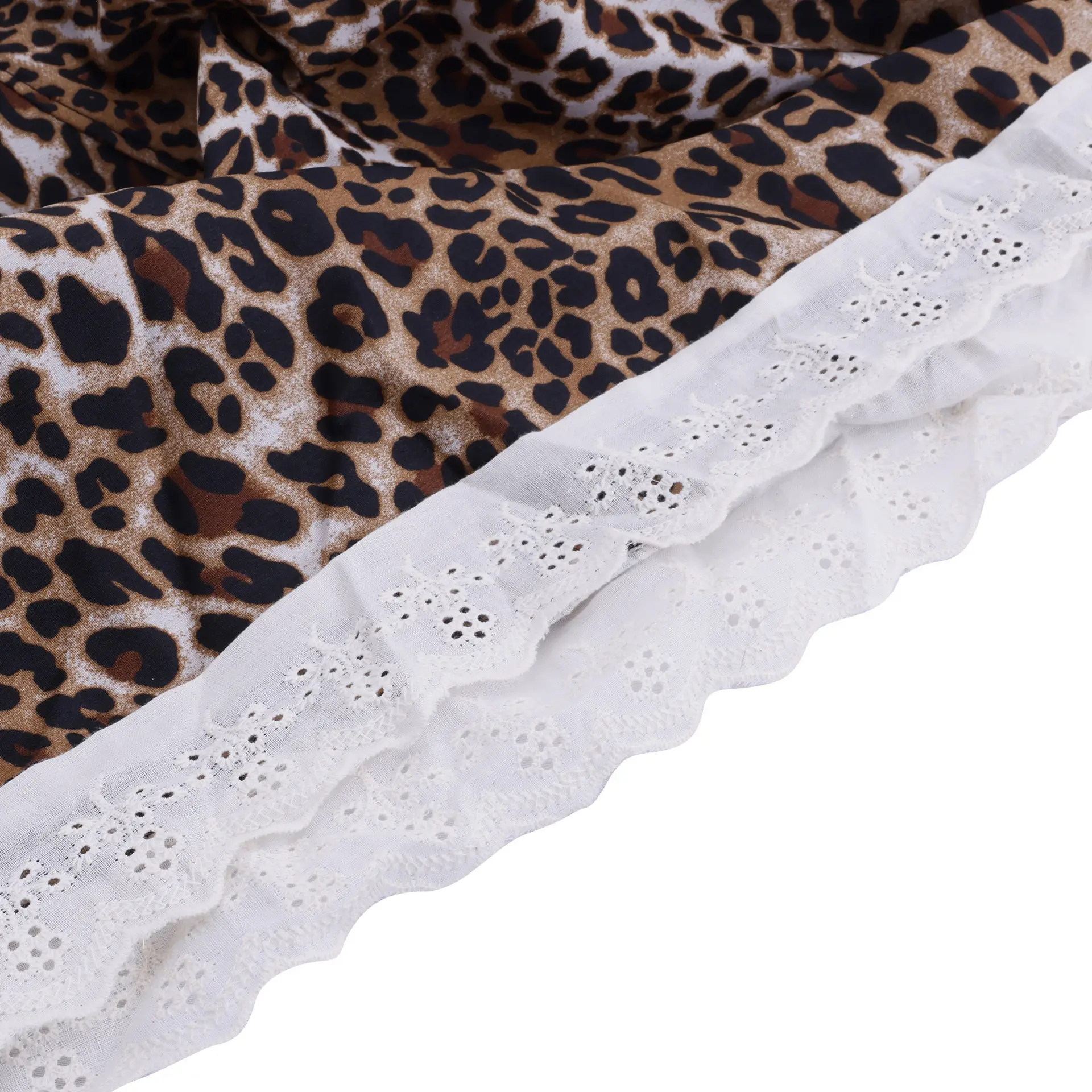 Women Leopard Print Turban Sun Hat with White Trim — feature 13