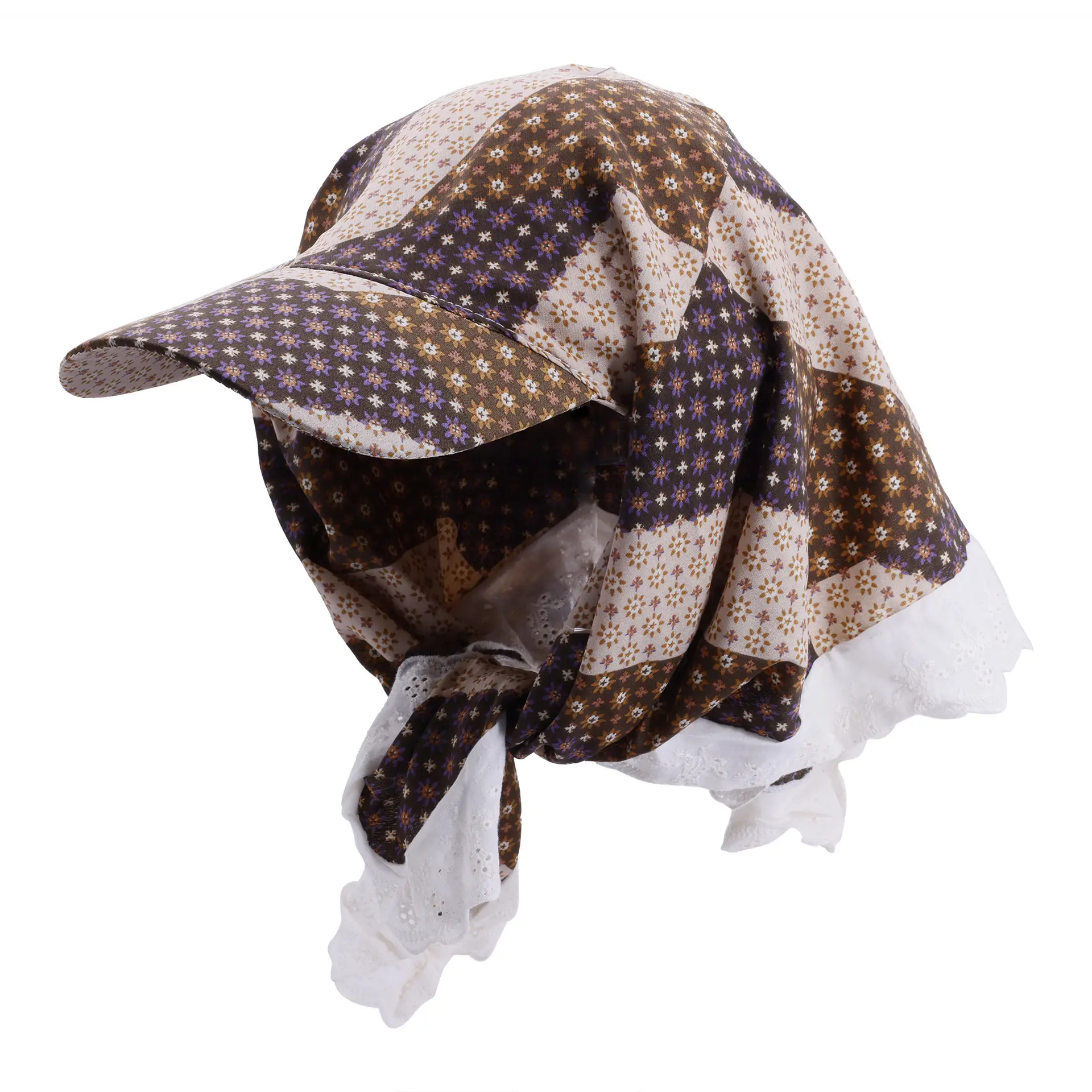 Women Leopard Print Turban Sun Hat with White Trim — feature 7