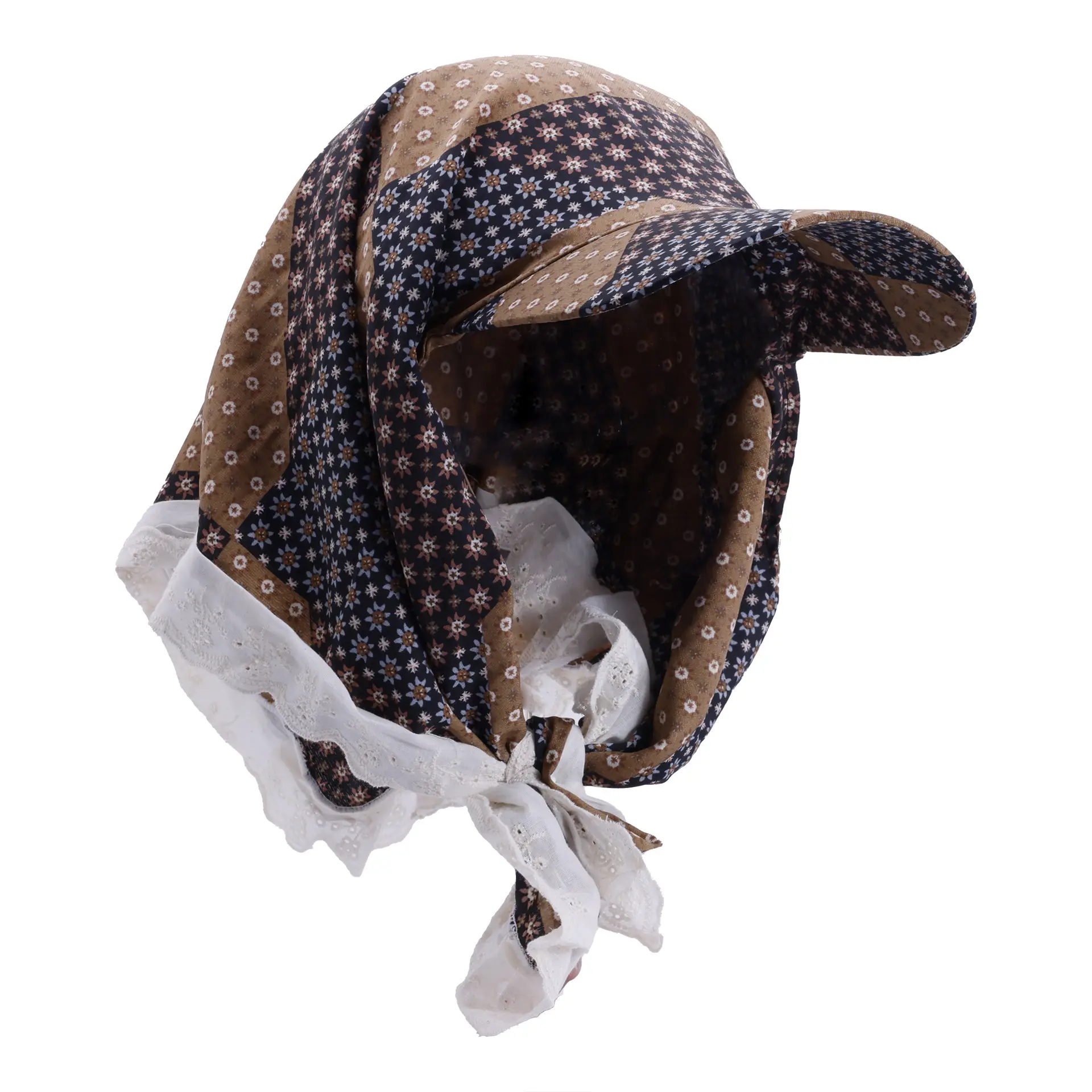 Women Leopard Print Turban Sun Hat with White Trim - Image 2