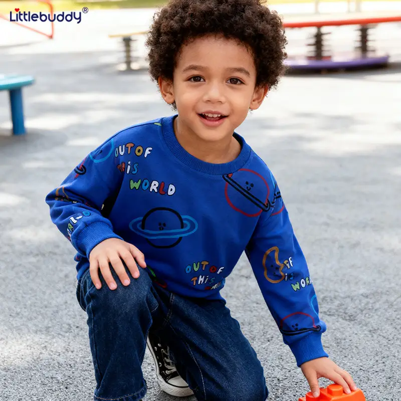 Blue Cartoon Kids Sweatshirt for Boys Autumn Winter