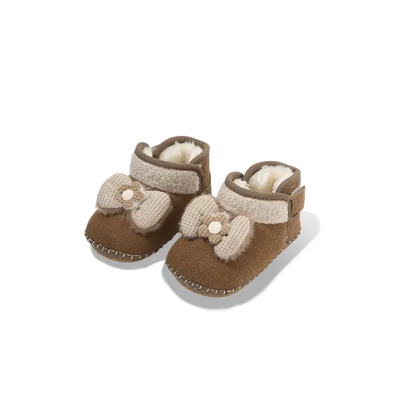 Baby Fleece Lined Shoes for 6-12 Months Soft Sole