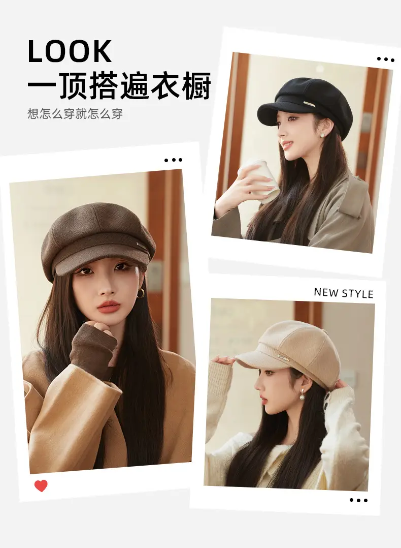 Women's Face-Slimming Octagonal Hat Winter Casual Beret — feature 4