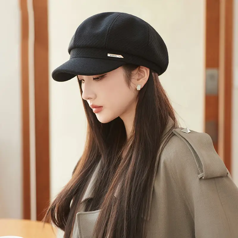 Women's Face-Slimming Octagonal Hat Winter Casual Beret - Image 3