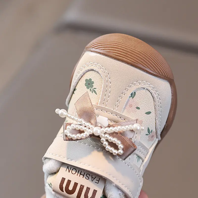 Winter Fleece Toddler Shoes for Girls 1-3Yr Closed Toe Non-Slip
