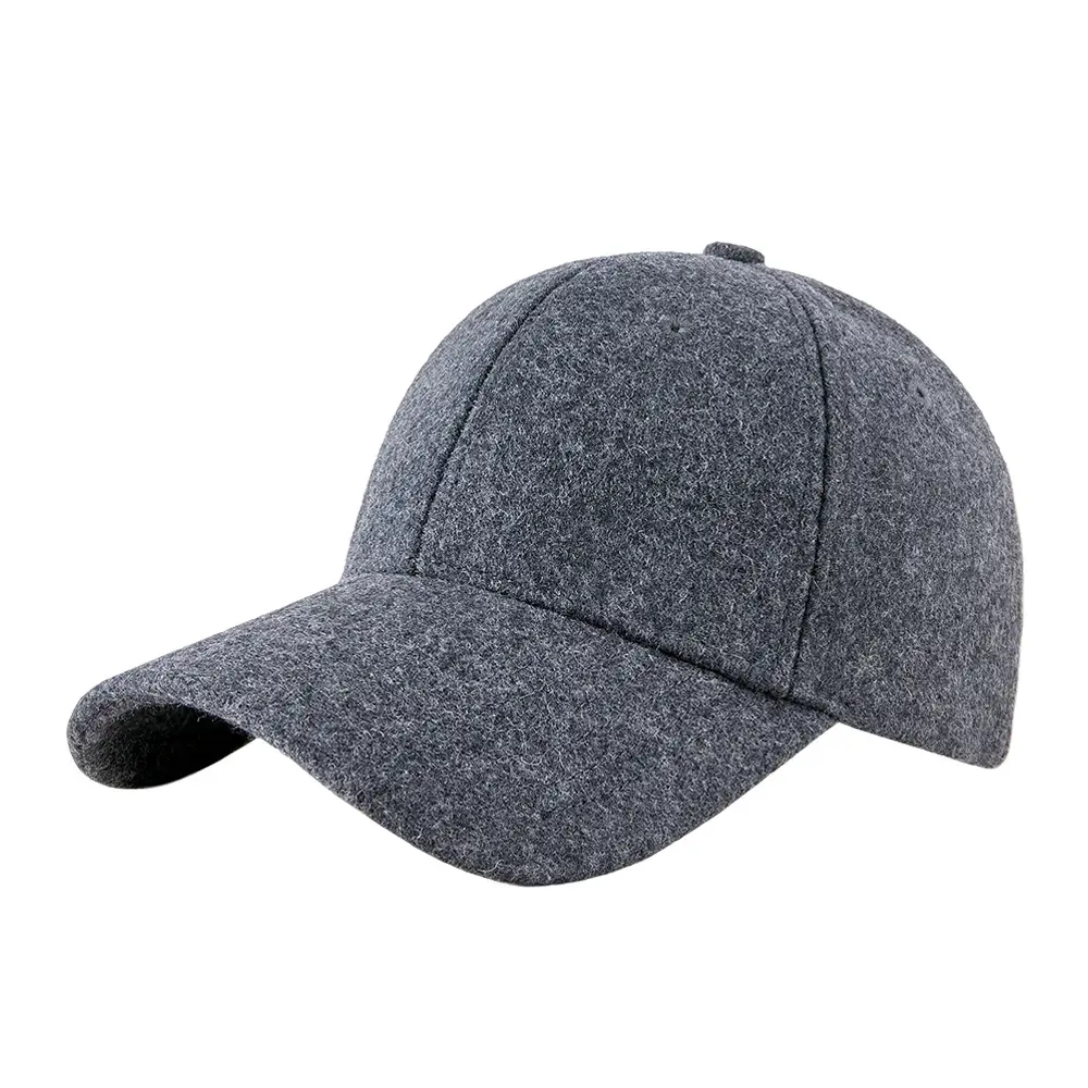 Men Woolen Baseball Cap Black Grey Gray for Winter Warm - Image 8