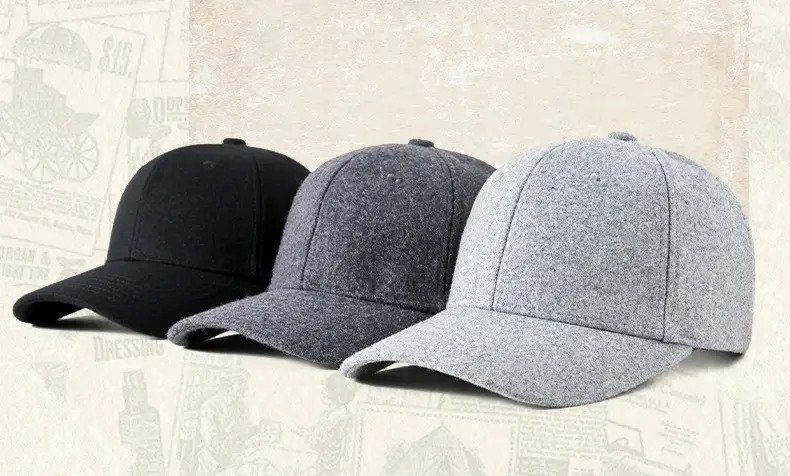 Men Woolen Baseball Cap Black Grey Gray for Winter Warm — feature 16