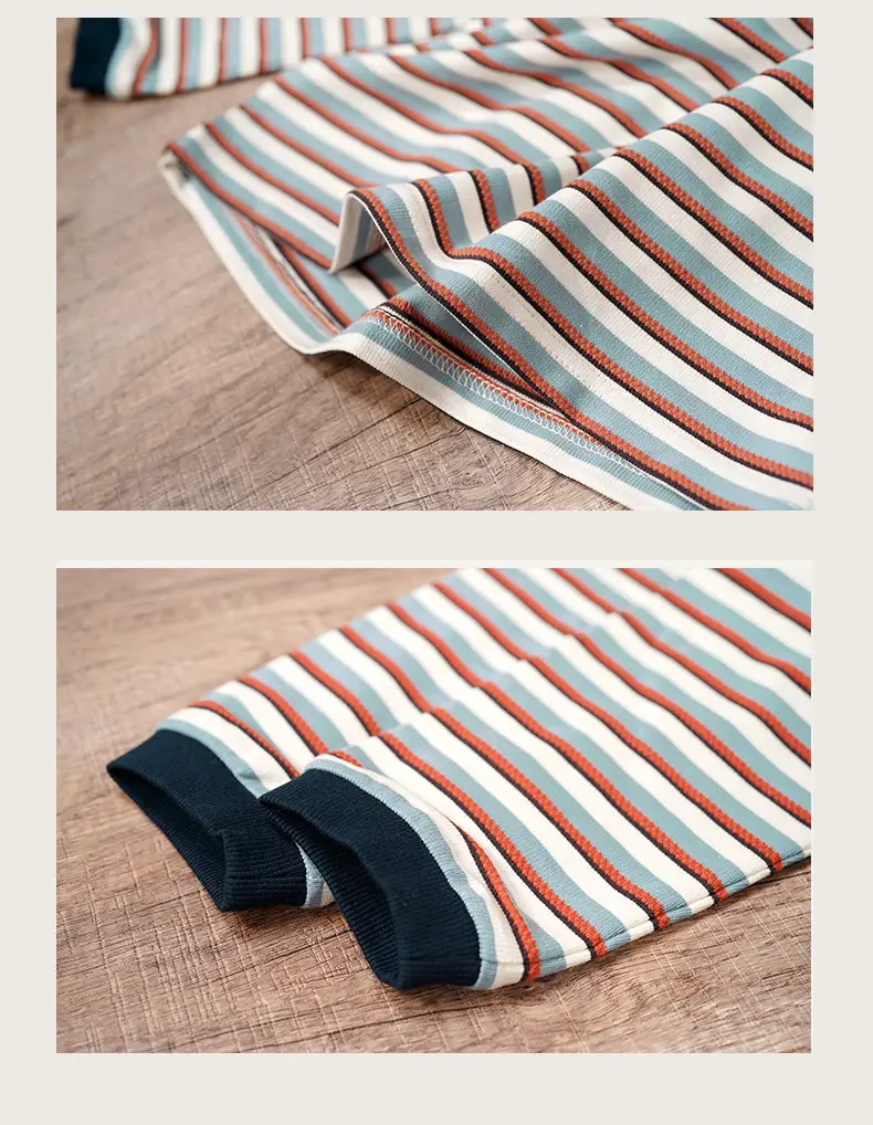 Neza Boys Striped T-Shirt Brown Pants Autumn Set — feature 12