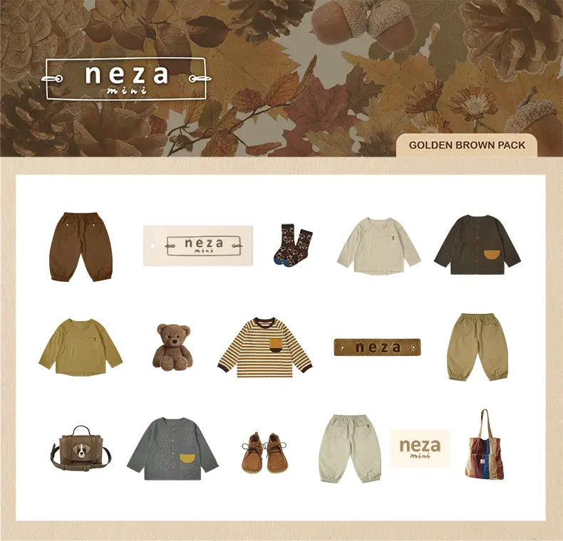 Neza Boys Striped T-Shirt Brown Pants Autumn Set — feature 3
