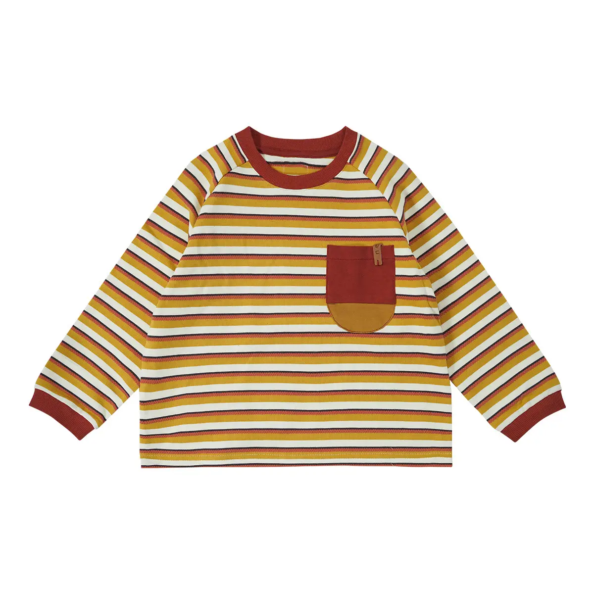 Neza Boys Striped T-Shirt Brown Pants Autumn Set - Image 2