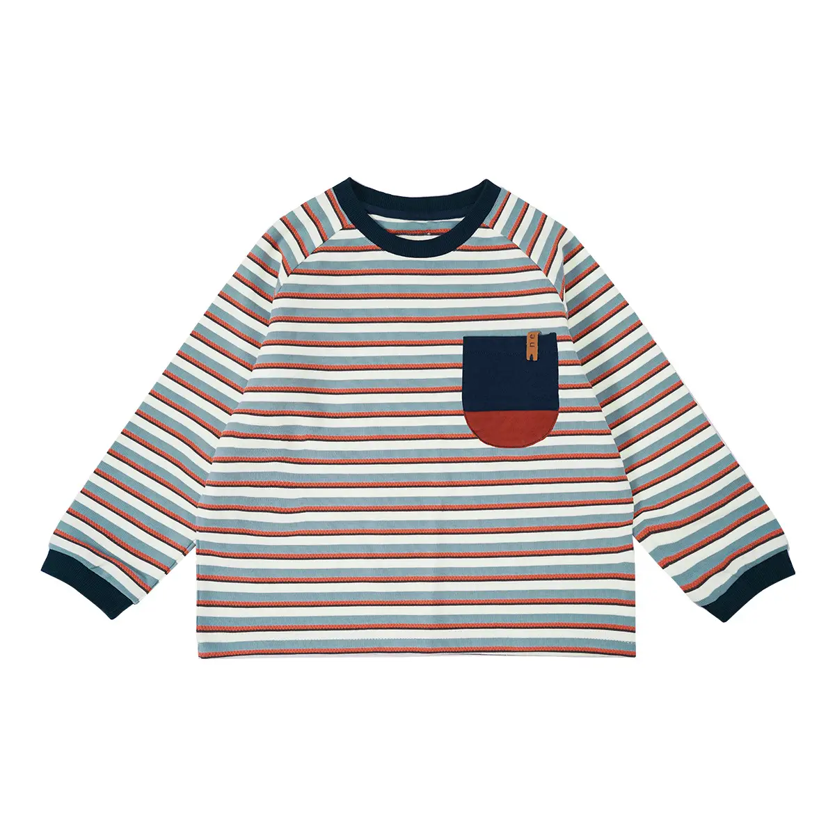 Neza Boys Striped T-Shirt Brown Pants Autumn Set - Image 3
