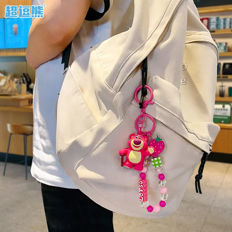 Authentic Cartoon Strawberry Bear Toy Story Series Beaded Pendant Doll Keychain Pendant Creative Small Gift