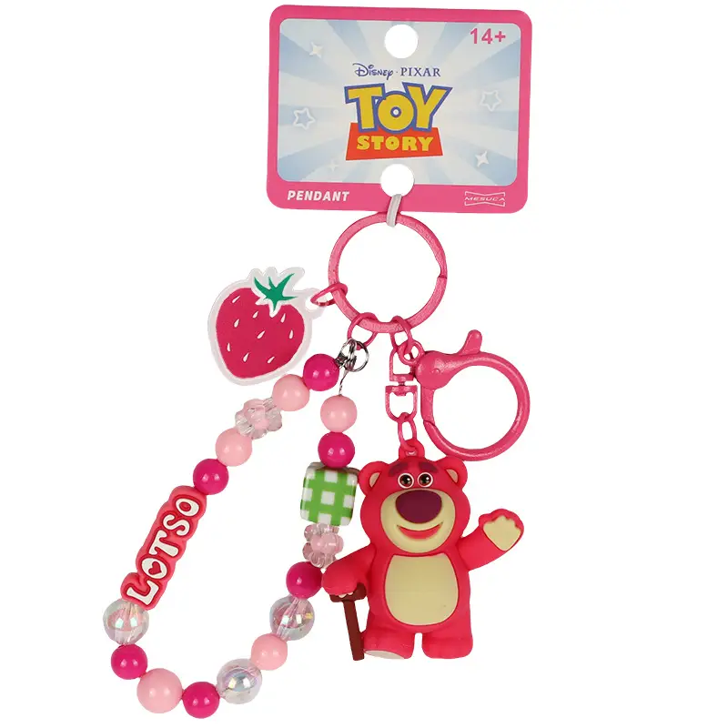 Authentic Cartoon Strawberry Bear Toy Story Series Beaded Pendant Doll Keychain Pendant Creative Small Gift