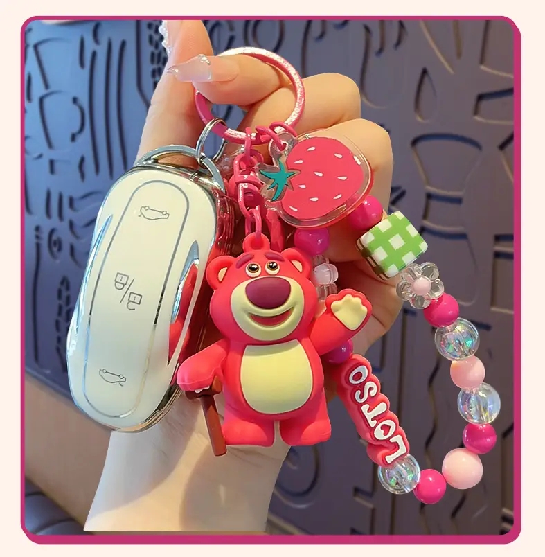 Authentic Cartoon Strawberry Bear Toy Story Series Beaded Pendant Doll Keychain Pendant Creative Small Gift — feature 11