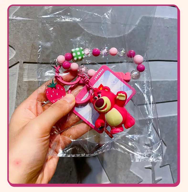 Authentic Cartoon Strawberry Bear Toy Story Series Beaded Pendant Doll Keychain Pendant Creative Small Gift — feature 13