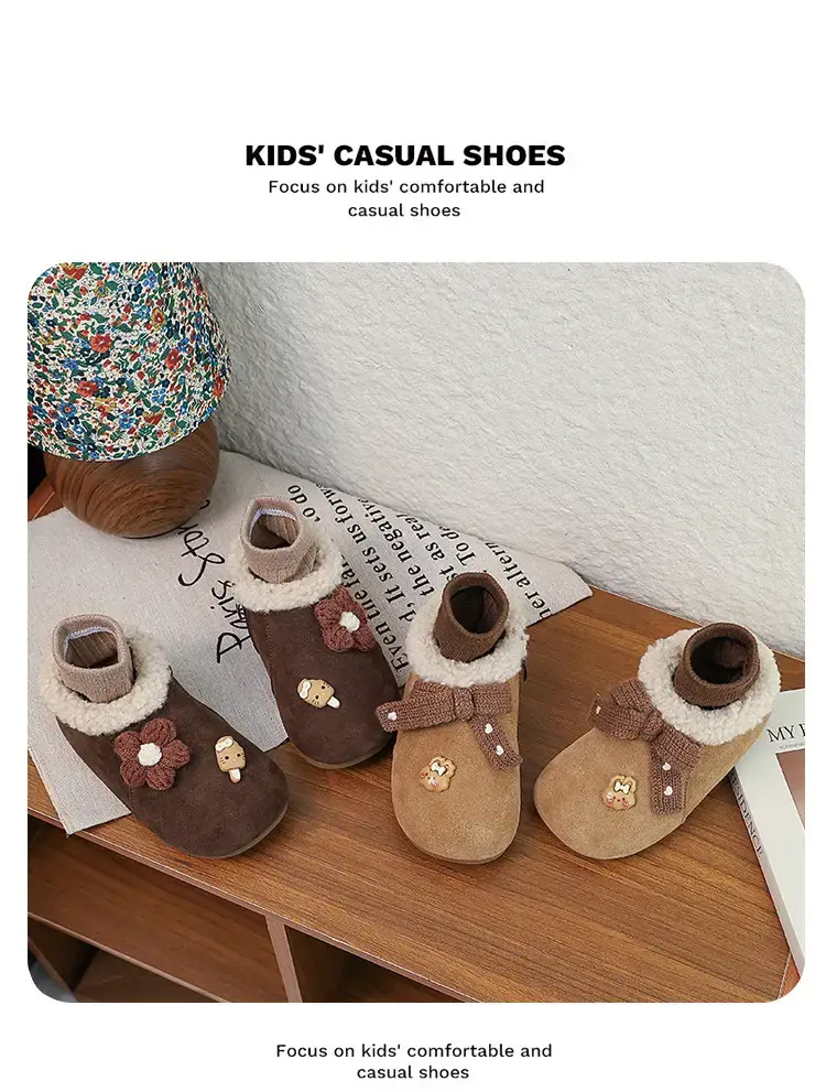 Korean Style Baby Girl's Velvet Warm Cotton Shoes 2025 Winter — feature 1