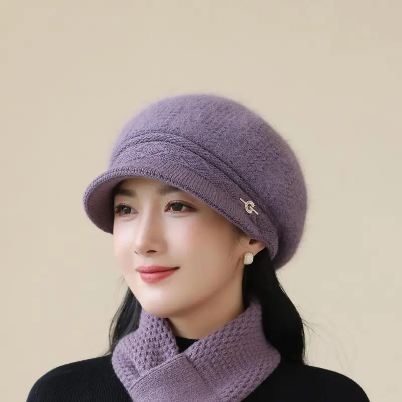 Women Knit Pom-Pom Hat Windproof Winter Warm