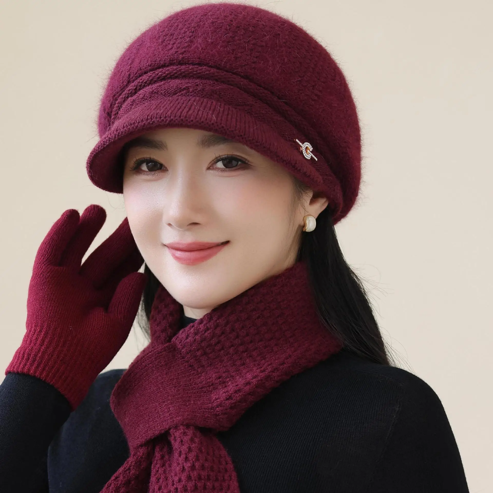 Women Knit Pom-Pom Hat Windproof Winter Warm — feature 7