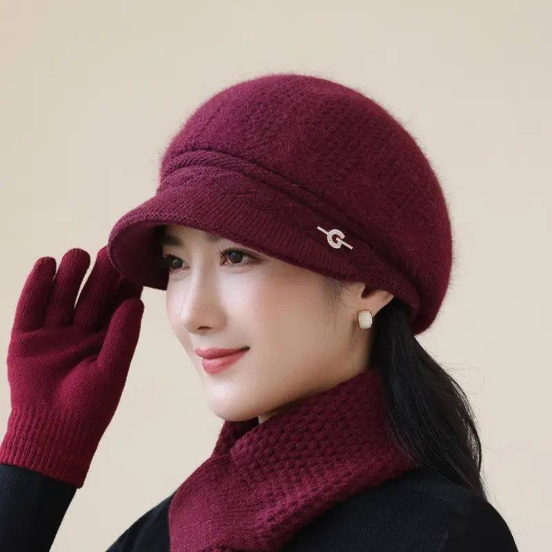 Women Knit Pom-Pom Hat Windproof Winter Warm