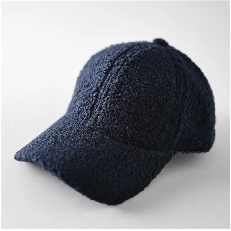 White Wool Baseball Cap Warm Windproof Men Women - Image 9