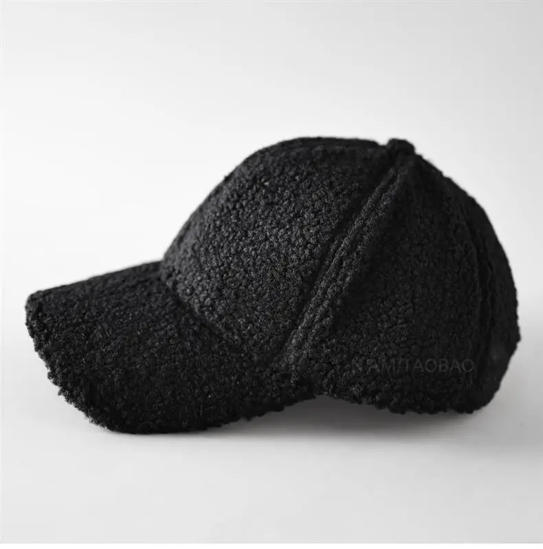 White Wool Baseball Cap Warm Windproof Men Women — feature 12