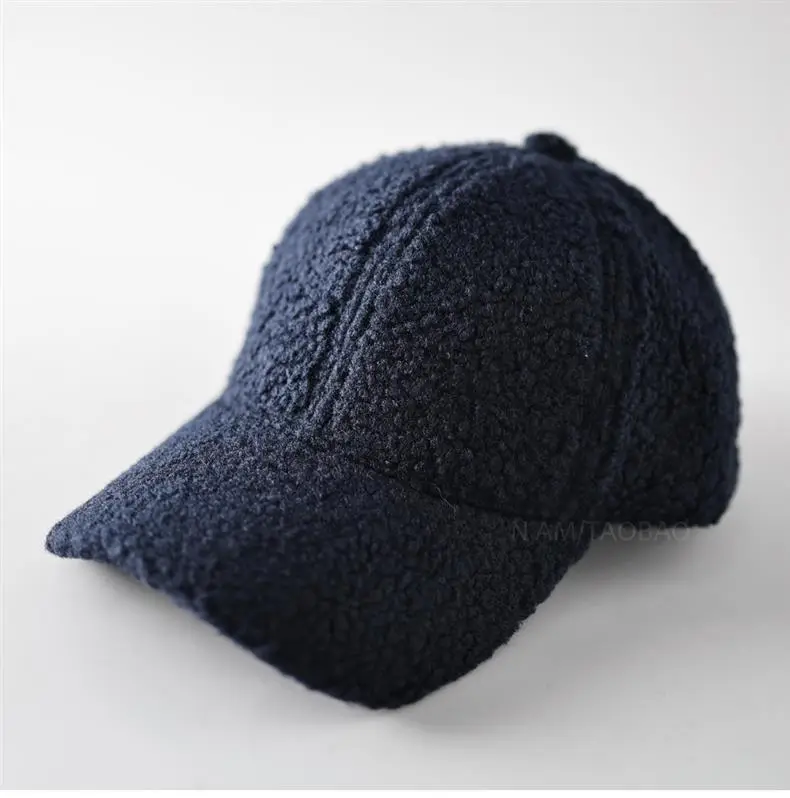 White Wool Baseball Cap Warm Windproof Men Women — feature 2
